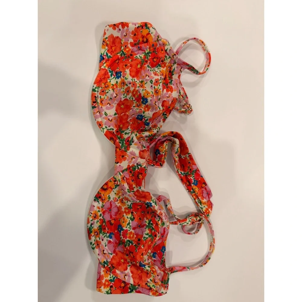 Monday Swimwear Floral Bikini Set M Top L Bottom Underwire NWOT